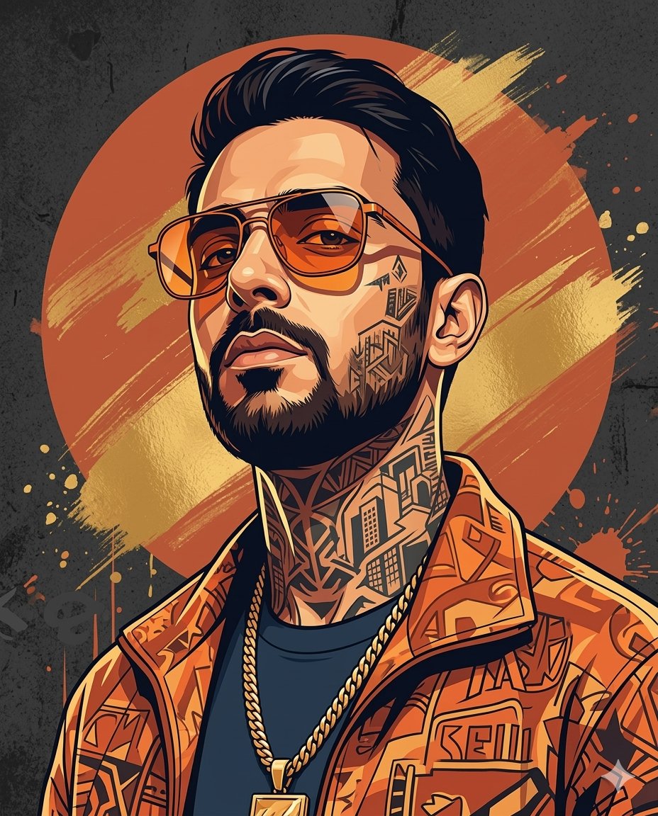 Ritratto Urbano: Streetwear Arancione e Tatuaggi