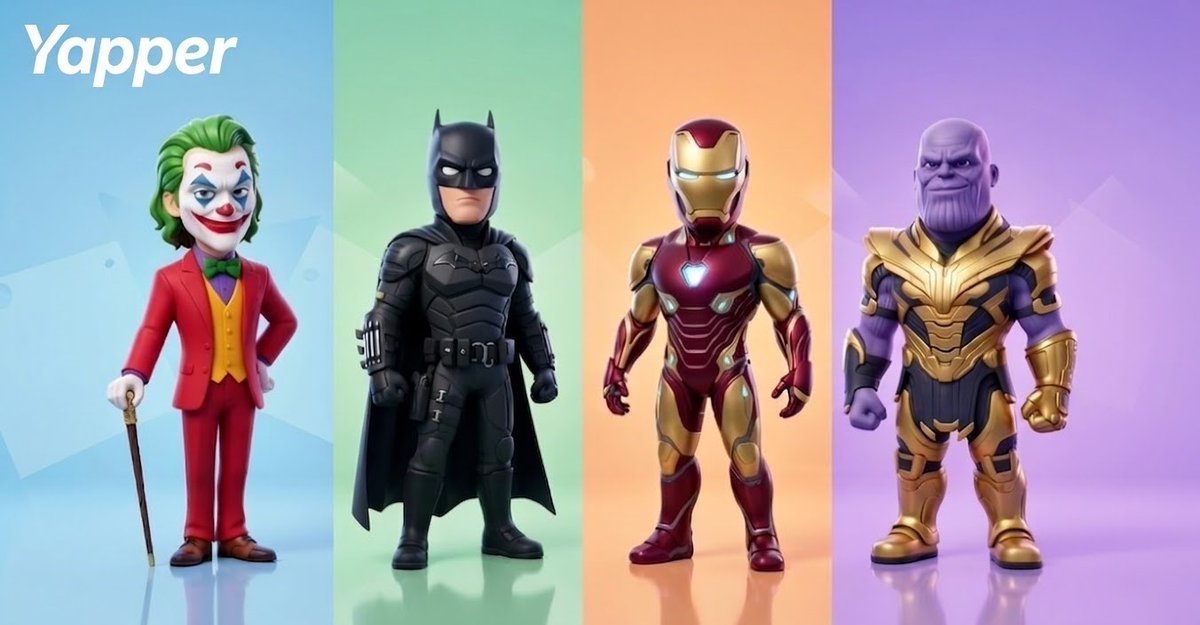 4-Panel Gestileerde 3D Cartoon Schurk & Held Line-up