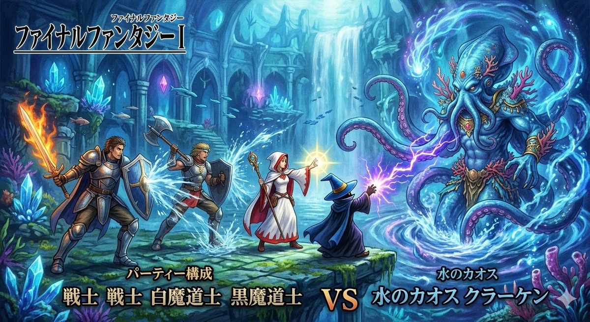 Final Fantasy Groep vs. Water Chaos Kraken