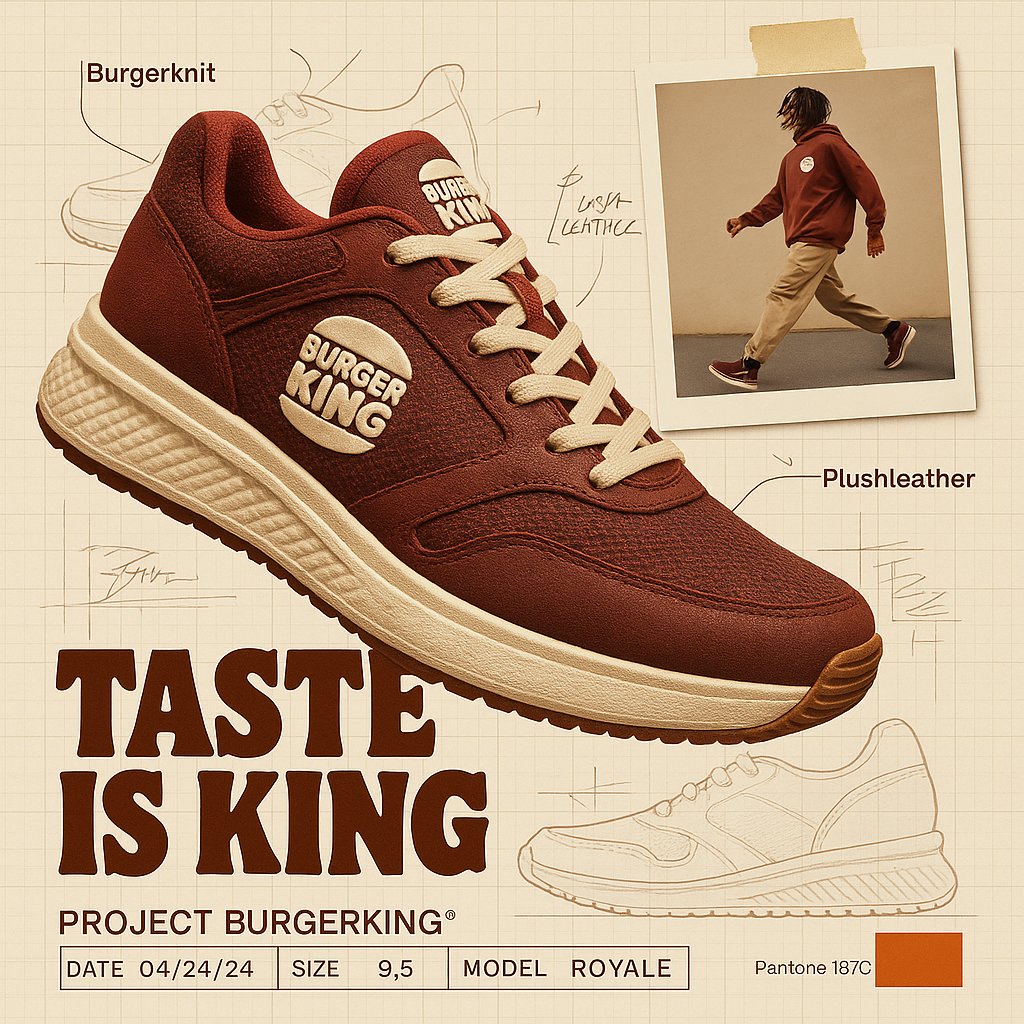 Branded Footwear Ad with Technical Sketches