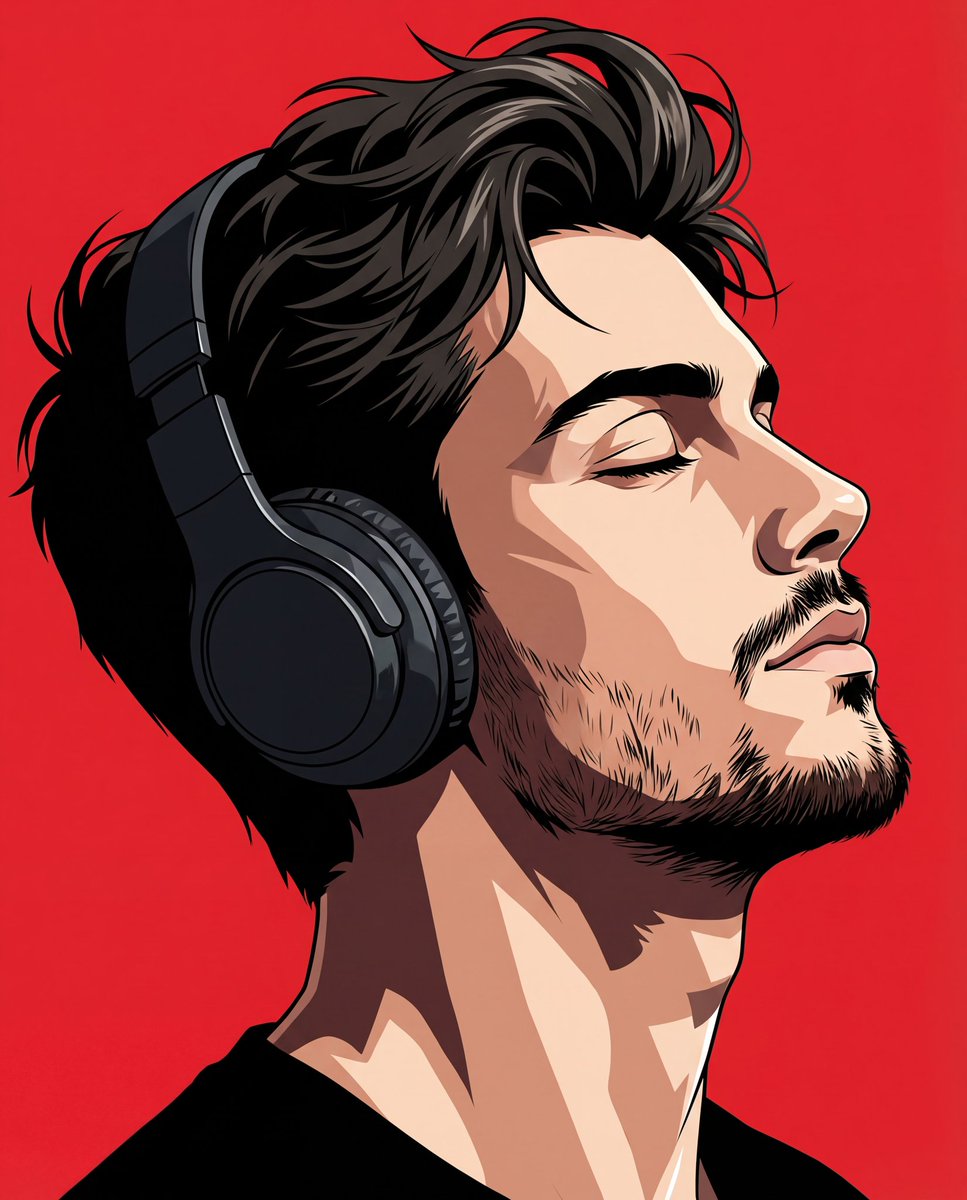 Anime Vector Portret met Koptelefoon